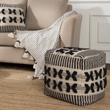 UNSTUFFED Pouf Ottoman Cover Textured Storage Cube Bean Bag Poof Pouffe Accent Chair Seat Footrest for Living Room, Bedroom, Patio, Gym; 100% Cotton (18"X18"X18", Black Beatnik)