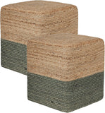 REDEARTH · Cube Pouf Foot Stool Ottoman - Jute Braided Pouffe Poof Accent Sitting Footrest for The Living Room, Bedroom, Nursery, Patio, Lounge - Set of 2 (14.5”x14.5”x16”; Natural Olive)