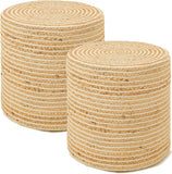 REDEARTH · Cylindrical Pouf Foot Stool Ottoman - Jute Braided Pouffe Poof Sitting Footrest for Living Room, Bedroom, Nursery, Patio, Lounge & Other Rooms - Set of 2 (14.5”x14.5”x16”; Natural Ivory)