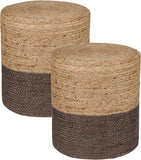 REDEARTH · Cylindrical Pouf Foot Stool Ottoman - Jute Braided Pouffe Poof Accent Sitting Footrest for The Living Room, Bedroom, Nursery, Patio, Lounge - Set of 2 (14.5”x14.5”x16”; Natural Acorn)