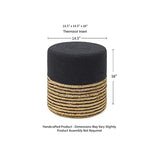 REDEARTH Cylindrical Pouf Ottoman - Braided Pouffe Accent Sitting Round Footrest for Living Room, Bedroom, Nursery, kidsroom, Patio ; 70% Cotton 30% Jute, Set Of 2 (14.5x14.5x16; Black Natural)