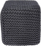 REDEARTH · Cube Pouf Foot Stool Ottoman - Hand Knitted Poof - Cord Boho Pouffe - Home Décor - Stuffed Footrest for Living Room - Bedroom - Nursery (16" x 16" x 16") - Dark Gray, Set of 2