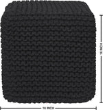 REDEARTH · Cube Pouf Foot Stool Ottoman - Hand Knitted Poof - Cord Boho Pouffe - Home Décor - Stuffed Footrest for Living Room - Bedroom - Covered Patio (16" x 16" x 16") - Black, Set of 2