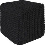 REDEARTH · Cube Pouf Foot Stool Ottoman - Hand Knitted Poof - Cord Boho Pouffe - Home Décor - Stuffed Footrest for Living Room - Bedroom - Covered Patio (16" x 16" x 16") - Black, Set of 2