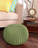 REDEARTH · Round Pouf Ottoman - Hand Knitted Cable Boho Poof Home Décor Pouffe Circular Footrest for Living Room - Nursery - Bedroom - Lounge 100% Cotton (19.5"x19.5"x14") - Kiwi, Set of 2