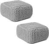 REDEARTH · Cube Low Pouf Foot Stool Ottoman - Hand Knitted Poof - Cord Boho Pouffe - Home Décor - Stuffed Footrest for Living Room - Nursery - Bedroom - Patio (16