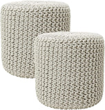 REDEARTH · Cylindrical Hand Knitted Pouf - Foot Stool Ottoman - Cord Boho Pouffe - Cotton Round Poof for Home Decor - Living Room - Nursery - Bedroom - Patio (16