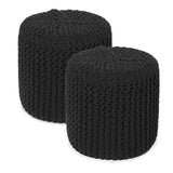 REDEARTH · Cylindrical Hand Knitted Pouf - Foot Stool Ottoman - Cord Boho Pouffe - Cotton Round Poof for Home Decor, Kids, Living Room, Bedroom, Nursery, Patio, Lounge (16