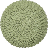 REDEARTH · Round Pouf Ottoman - Hand Knitted Cable Boho Poof Home Décor Pouffe Circular Footrest for Living Room - Nursery - Bedroom - Lounge 100% Cotton (19.5"x19.5"x14") - Kiwi, Set of 2