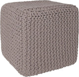 REDEARTH · Cube Pouf Foot Stool Ottoman - Hand Knitted Poof - Cord Boho Pouffe - Home Décor - Stuffed Footrest for Living Room - Bedroom - Nursery (16" x 16" x 16") - Taupe, Set of 2