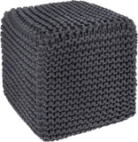 REDEARTH · Cube Pouf Foot Stool Ottoman - Hand Knitted Poof - Cord Boho Pouffe - Home Décor - Stuffed Footrest for Living Room - Bedroom - Nursery (16" x 16" x 16") - Dark Gray, Set of 2