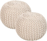 REDEARTH · Round Pouf Ottoman - Hand Knitted Cable Boho Poof Home Décor Pouffe Circular Footrest for Living Room - Nursery - Bedroom - Lounge 100% Cotton (19.5