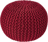 REDEARTH · Round Pouf Ottoman - Hand Knitted Boho Poof Home Décor Pouffe Circular Footrest for Living Room - Bedroom - Lounge - 100% Cotton (19.5"x19.5"x14") - Red, Set of 2