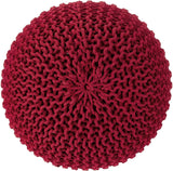 REDEARTH · Round Pouf Ottoman - Hand Knitted Boho Poof Home Décor Pouffe Circular Footrest for Living Room - Bedroom - Lounge - 100% Cotton (19.5"x19.5"x14") - Red, Set of 2