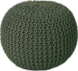 REDEARTH · Round Hand Knitted Pouf - Foot Stool Bean Bag Ottoman - Cord Boho Pouffe - Poof Accent Beanbag Footrest for Living Room - Bedroom - Patio - Lounge (19.5"x19.5"x14") - Olive, Set of 2