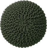 REDEARTH · Round Hand Knitted Pouf - Foot Stool Bean Bag Ottoman - Cord Boho Pouffe - Poof Accent Beanbag Footrest for Living Room - Bedroom - Patio - Lounge (19.5"x19.5"x14") - Olive, Set of 2