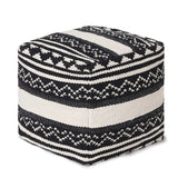 REDEARTH · Tufted Pouf Ottoman with Filler Textured Storage Cube Bean Bag Pouffe Footrest for Living Room, Bedroom, Nursery, Kidsroom; 100% Cotton (17.5"X17.5"X17.5", Ziggurat Obsession Natural)