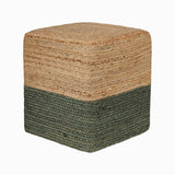 REDEARTH Cube Pouf Foot Stool Ottoman - Jute Braided Pouffe Poof Accent Sitting Footrest for The Living Room, Bedroom, Nursery, Patio, Lounge & Other Rooms (14.5”x14.5”x16”; Natural Olive)