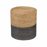 REDEARTH · Cylindrical Pouf Foot Stool Ottoman - Jute Braided Pouffe Poof Accent Sitting Footrest for Living Room, Bedroom, Nursery, Patio, Lounge - Set of 2 (14.5”x14.5”x16”; Natural Gray)