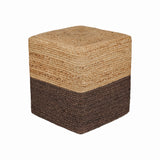 REDEARTH · Cube Pouf Foot Stool Ottoman - Jute Braided Pouffe Poof Accent Sitting Footrest for The Living Room, Bedroom, Nursery, Patio, Lounge - Set of 2 (14.5”x14.5”x16”; Natural Acorn)