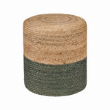 REDEARTH · Cylindrical Pouf Foot Stool Ottoman - Jute Braided Pouffe Poof Accent Sitting Footrest for The Living Room, Bedroom, Nursery, Patio, Lounge - Set of 2 (14.5”x14.5”x16”; Natural Olive)