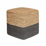 REDEARTH · Cube Pouf Foot Stool Ottoman - Jute Braided Pouffe Poof Accent Sitting Footrest for The Living Room, Bedroom, Nursery, Patio, Lounge & Other Rooms, Set of 2(14.5”x14.5”x16”; Natural Gray)