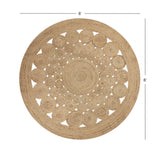 · REDEARTH · Round Area Rug - Hand Woven Braided 100% Natural Jute - Artisan Made Reversible Boho Jute Rugs for Bedroom - Kitchen - Living Room- Aesthetic Home Decor (6' Feet - Abaca Embrace Natural)