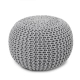 REDEARTH · Round Pouf Ottoman - Hand Knitted Cable Boho Poof Home Décor Pouffe Circular Footrest for Living Room - Nursery - Bedroom - Lounge 100% Cotton (19.5”x19.5”x14”) - Gray, Set of 2