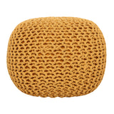 REDEARTH · Round Pouf Ottoman - Hand Knitted Cable Boho Poof Home Décor Pouffe Circular Footrest for Living Room - Bedroom - Lounge - Nursery - 100% Cotton Poufs (18"x18"x14") - Mustard, Set of 2