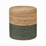 REDEARTH · Cylindrical Pouf Foot Stool Ottoman - Jute Braided Pouffe Poof Accent Sitting Footrest for The Living Room, Bedroom, Nursery, Patio, Lounge - Set of 2 (14.5”x14.5”x16”; Natural Olive)