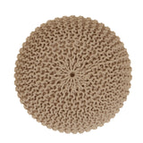 REDEARTH Round Pouf Ottoman -Hand Knitted Cable Boho Poof Home Décor Pouffe Accent Chair Circular Seat Footrest for Living Room, Bedroom, Nursery, Kidsroom, Lounge; 100% Cotton (19.5"x19.5"x14"; Beige)