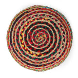 REDEARTH Round Pouf Ottoman - Braided Boho Poof Home Décor Pouffe Accent Sitting Circular Foot rest for Living Room, Bedroom, Nursery, Kidsroom, Lounge; Jute and Cotton Set Of 2 (19"x19"x14"; Multi)