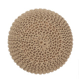 REDEARTH · Round Pouf Ottoman - Hand Knitted Cable Boho Poof Home Décor Pouffe Circular Footrest for Living Room - Nursery - Bedroom - Lounge 100% Cotton (19.5”x19.5”x14”) - Beige, Set of 2