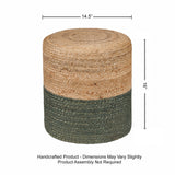 REDEARTH · Cylindrical Pouf Foot Stool Ottoman - Jute Braided Pouffe Poof Accent Sitting Footrest for The Living Room, Bedroom, Nursery, Patio, Lounge - Set of 2 (14.5”x14.5”x16”; Natural Olive)