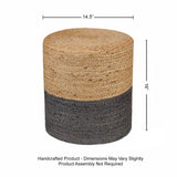 REDEARTH · Cylindrical Pouf Foot Stool Ottoman - Jute Braided Pouffe Poof Accent Sitting Footrest for Living Room, Bedroom, Nursery, Patio, Lounge - Set of 2 (14.5”x14.5”x16”; Natural Gray)