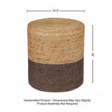 REDEARTH · Cylindrical Pouf Foot Stool Ottoman - Jute Braided Pouffe Poof Accent Sitting Footrest for The Living Room, Bedroom, Nursery, Patio, Lounge - Set of 2 (14.5”x14.5”x16”; Natural Acorn)