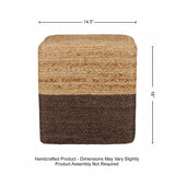 REDEARTH · Cube Pouf Foot Stool Ottoman - Jute Braided Pouffe Poof Accent Sitting Footrest for The Living Room, Bedroom, Nursery, Patio, Lounge - Set of 2 (14.5”x14.5”x16”; Natural Acorn)