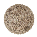 REDEARTH · Round Pouf Ottoman - Hand Knitted Cable Boho Poof Home Décor Pouffe Circular Footrest for Living Room - Nursery - Bedroom - Lounge 100% Cotton (18”x18”x14”) - Beige Ivory, Set of 2