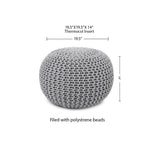 REDEARTH · Round Pouf Ottoman - Hand Knitted Cable Boho Poof Home Décor Pouffe Circular Footrest for Living Room - Nursery - Bedroom - Lounge 100% Cotton (19.5”x19.5”x14”) - Gray, Set of 2