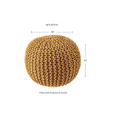 REDEARTH · Round Pouf Ottoman - Hand Knitted Cable Boho Poof Home Décor Pouffe Circular Footrest for Living Room - Bedroom - Lounge - Nursery - 100% Cotton Poufs (18"x18"x14") - Mustard, Set of 2