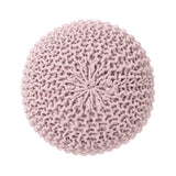 REDEARTH · Round Pouf Ottoman - Hand Knitted Boho Poof Home Décor Pouffe Circular Footrest for Living Room - Bedroom - Lounge - 100% Cotton (19.5"x19.5"x14") - Pale Pink, Set of 2