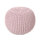 REDEARTH · Round Pouf Ottoman - Hand Knitted Boho Poof Home Décor Pouffe Circular Footrest for Living Room - Bedroom - Lounge - 100% Cotton (19.5"x19.5"x14") - Pale Pink, Set of 2