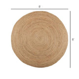 REDEARTH Round Area Rug - Hand Woven Braided 100% Natural Jute - Artisan Made Reversible Boho Jute Rugs for Bedroom - Kitchen - Living Room - Farmhouse - Aesthetic Home Decor (8' Feet - Natural)