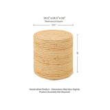 REDEARTH · Cylindrical Pouf Foot Stool Ottoman - Jute Braided Pouffe Poof Sitting Footrest for Living Room, Bedroom, Nursery, Patio, Lounge & Other Rooms - Set of 2 (14.5”x14.5”x16”; Natural Ivory)