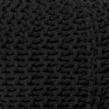 REDEARTH · Round Pouf Ottoman - Hand Knitted Cable Boho Poof Home Décor Pouffe Circular Footrest for Living Room - Nursery - Bedroom - Lounge 100% Cotton (19.5"x19.5"x14") - Black, Set of 2