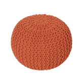 REDEARTH · Round Pouf Ottoman - Hand Knitted Cable Boho Poof - Pouffe Circular Footrest for Living Room - Bedroom - Patio - 100% Cotton (19.5"x19.5"x14") - Burnt Orange, Set of 2