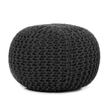 REDEARTH · Round Pouf Foot Stool Ottoman - Cotton Hand Knitted Dori Pouffe - Cord Boho Home Décor - Stuffed Cable Poof for Living Room - Bedroom (19.5"x19.5"x14") - Dark Gray, Set of 2