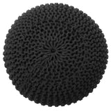 REDEARTH · Round Pouf Foot Stool Ottoman - Cotton Hand Knitted Dori Pouffe - Cord Boho Home Décor - Stuffed Cable Poof for Living Room - Bedroom (19.5"x19.5"x14") - Dark Gray, Set of 2