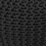 REDEARTH Round Pouf Foot Stool Ottoman - Cotton Hand Knitted Dori Pouffe - Cord Boho Home Decor - Stuffed Cable Poof for Living Room - Bedroom (18”x18”x14”) - Dark Gray