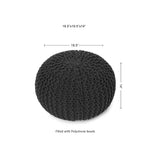 REDEARTH · Round Pouf Foot Stool Ottoman - Cotton Hand Knitted Dori Pouffe - Cord Boho Home Décor - Stuffed Cable Poof for Living Room - Bedroom (19.5"x19.5"x14") - Dark Gray, Set of 2